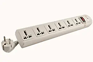 VCT - 220V/240V AC 13A Universal Surge Protector / Power Strip with 6 Universal Outlets. 50Hz/60Hz - 450 Joules. Max. 4000 Watt Capacity - Heavy Duty European Cord