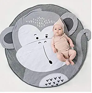 USTIDE Baby Play Mat Cotton Floor Gym - Non-Toxic Non-Slip Reversible Washable,37.4"x37.4"(Monkey)