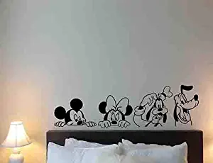 Set of 4 Disney Wall Decal Mickey Minnie Mouse Goofy Pluto Vinyl Sticker Home Baby Playroom Bedroom Decor Nursery Poster Art Mural Print 712