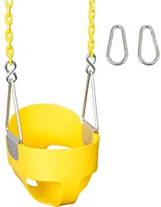 Swing Set Stuff Highback Full Bucket with 5.5' Coated Chain & SSS Logo Sticker, Yellow