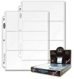 BCW 20 (Twenty Pages) Pro 3-Pocket Coupon Storage Pages (3 Horizontal 3 1/2 x 8 inch Sized Top Loaded Slots)