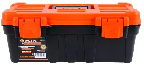 Tactix 320130 Plastic Tool Box, 33cm, Black/Orange