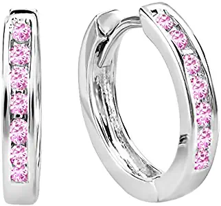 Dazzlingrock Collection 0.18 Carat (ctw) 14K Small Huggie Hoop Earrings, White Gold