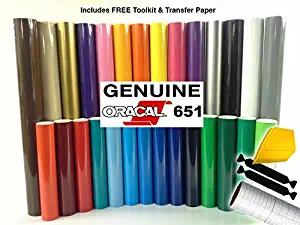 ORACAL 651 Multi-Color Vinyl Starter Kit Bundle for Cricut, Silhouette & Cameo Incl. 3M Installation Toolkit (10 rolls)