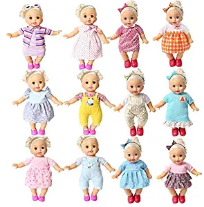 BOBO Clothes Set of 12 for 12-14-16 Inch Alive Lovely Baby Doll Clothes Dress Outfits Costumes Dolly Pretty Doll Cloth Handmade Girl Christmas Birthday Gift