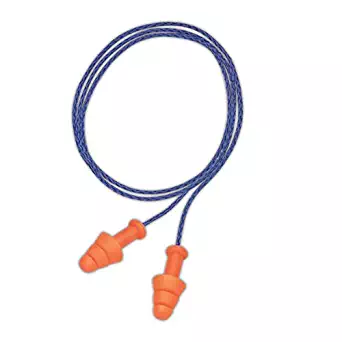 Honeywell SMF-30 Howard Leight SmartFit Reusable Orange Foam Corded Earplugs, 100 Pairs, One Size, Orange with Blue Chord (Pack of 100)