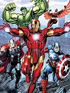 Disney Avengers Initiative Iron Man, Thor, Hulk, and Captain American Super Soft Plush Baby Size Throw Sherpa Blanket 40x50 Inches