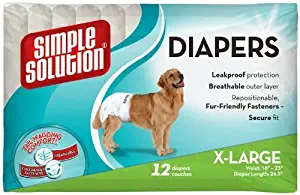 Simple Solution Pupsters Disposable Diapers for Waist 18 to 23-Inches, X-Large, Pack of 12 (2 Pack)