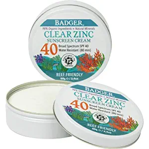 Badger - SPF 40 Clear Zinc Sport Sunscreen Tin - Unscented - Broad Spectrum Water Resistant Reef Safe Sunscreen, Natural Mineral Sunscreen with Organic Ingredients, 2.4 oz