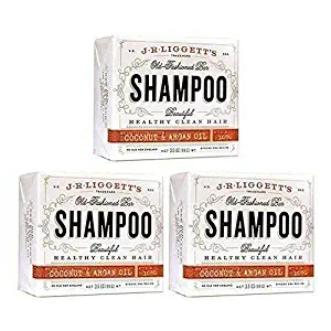 J·R·LIGGETT'S All-Natural Shampoo Bar, Virgin Coconut and Argan Oil - Strong and Healthy Hair-Nourish Follicles with Antioxidants and Vitamins-Detergent and Sulfate-Free, Set of Three, 3.5 Ounce Bars