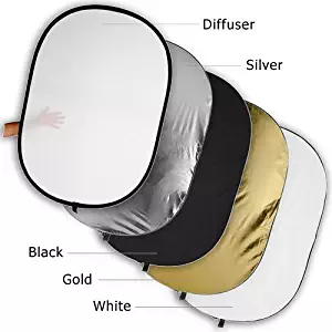 Fotodiox 48x72" 5-in-1 Oval Reflector Pro, Premium Grade Collapsible Disc, Soft Silver/Gold / Black/White / Diffuser