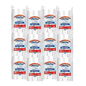 Hefty Plastic Bathroom Cups (White, 3 Ounce, 150 Count, Pack of 12)