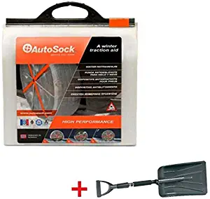 AutoSock AS695 Traction Wheel and Tire Cover for Ice & Snow Easy Install Tire Chain Alternative with Auto Emergency Shovel