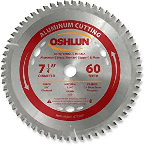Oshlun SBNF-072560 7-1/4-Inch 60 Tooth TCG Saw Blade with 5/8-Inch Arbor (Diamond Knockout) for Aluminum and Non Ferrous Metals