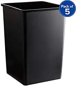 Mix.Home Pack 5pc! 35 Gallon Black Square Trash Can. Hospital Trash can. Medical Waste bin. Warehouse Trash can. Office Trash can. School Waste bin.