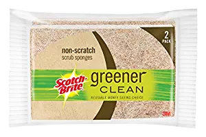 Scotch-Brite Greener Clean Natural Fiber Non-Scratch Scrub Sponge, Everyday Cleaning Power. Made from Plants, 2 Scrub Sponges