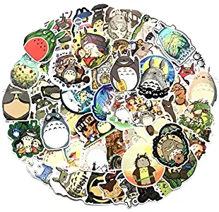 Cute Cartoon Stickers Pack 110Pcs Japan Miyazaki Hayao Anime Waterproof Vinyl Laptop Stickers for Luggage Guitar Bike Car Skateboard Graffiti Decals… (110Pcs)