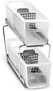 madesmart Mini 2 Two Tier Organizer, Frost-With Dividers
