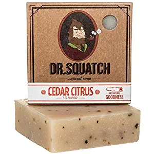 Dr. Squatch Mens Cedar Citrus Soap – Natural Exfoliating Soap Bar for Men with Cedarwood, Rosemary, Orange Organic Oils – Bar Handmade in USA