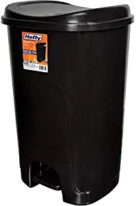 Hefty Step-On 13-Gallon Trash Can, Black | 15.50 x 13.20 x 24.90 Inches (1)