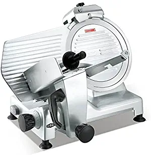 KWS MS-12SL Commercial 420w Electric Meat Slicer 12-Inch Triple Safety Locks + Anodized Aluminum Base with Stainless Steel Blade, Frozen Meat/Cheese/Food Slicer Low Noises Commercial and Home Use