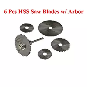 6 Pcs HSS Circular Saw Blade Set w/ Arbor for Dremel Fordom Tool 1/8" Rotary Multi-Tool Shank
