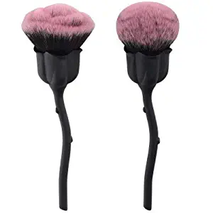 OLOOYA Rose Flower Kabuki Makeup Brush Set Powder Brush Blush Brush Cosmetic Foundation Powder Brushes Tool 2 Pcs