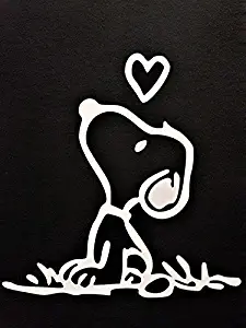 Chase Grace Studio Snoopy Peanuts Inspired Cartoons Vinyl Decal Sticker|White|Cars Trucks Vans SUV Laptops Wall Art|5.25" X 5.25"|CGS770
