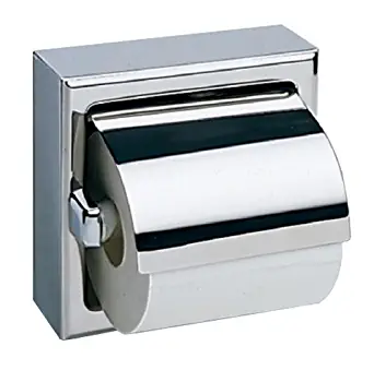 Bobrick 66997 304 Stainless Steel Surface Mounted Single Roll Toilet Tissue Dispenser with Hood, Satin Finish, 6-3/16