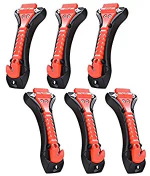 Black Menba Muti-Function Car Safety Hammer-Seatbelt Cutter And Glass Window Punch Breaker for Survival(package of 6)