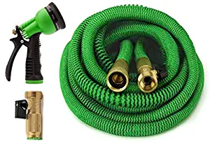 GrowGreen All New 2019 Garden Hose 50 Feet Improved Expandable Hose with All Brass Connectors, 8 Pattern Spray and High Pressure, Expanding Garden Hose