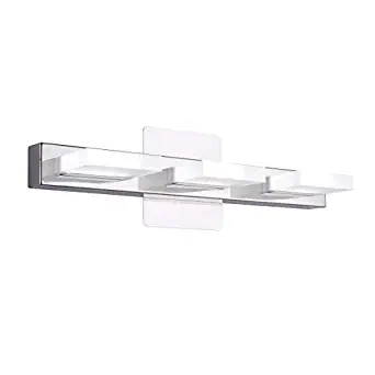 mirrea 18in Modern LED Vanity Light in 3 Lights Stainless Steel and Acrylic 16w Cold White 5000K