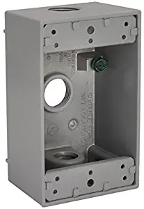 Hubbell-Bell 5324-0 Single-Gang Weatherproof Box Three 3/4 in. Threaded Outlets, Gray Finish