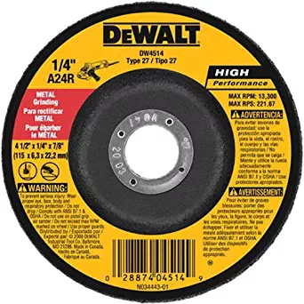 DEWALT DW4514 4-1/2-Inch by 1/4-Inch by 7/8-Inch Metal Grinding Wheel (3)