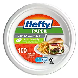 Hefty Everyday Paper Plates (White, Microwavable, 9-inch, 100 Count)