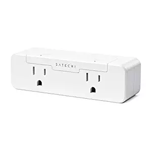 Satechi Dual Smart Outlet with Real-Time Power Monitoring - Wi-Fi Smart Plug 2.4Ghz Enabled - Works with Apple HomeKit (USA, White)