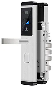 Smart Lock,Fingerprint and Touchscreen Smart Lock, 4-in-1 Entry,Digital Door Lock, Key Unlock, RFID Card, Smart Front Door Lock,Smart Door Lock,Smart Door Locks,(Silver-Left Handle)