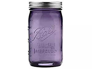 Ball Jar with Lid and Band - Pick Your Size and Color (Purple, Wide Mouth Quart - 32 oz.)