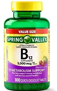 Spring Valley B12 5000mcg 300ct Metabolism Support