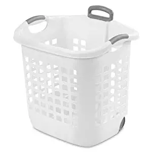 STERILITE 1.75 Bushel Wheel Laundry Basket, White (Available in Case of 4 or Single Unit)