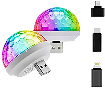 USB Mini Disco Light Portable DJ Ball Lamp Home Pajama Party Strobe Light LED Bulb for Birthday Christmas Gift Club Pub Celebration Karaoke Xmas Decorations（Adapter White or Black Random Match)