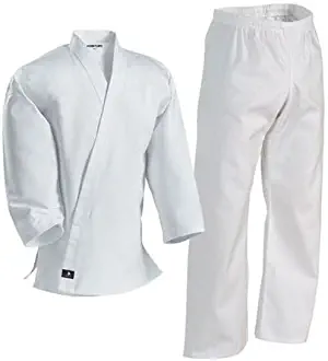 Century Martial Arts White Karate Uniform with Belt Light Weight Elastic Waistband & Drawstring for Adult & Children Size 000-7