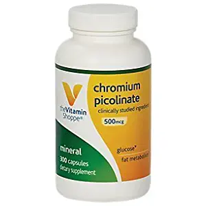 The Vitamin Shoppe Chromium Picolinate 500MCG, Clinically Studied Ingredient, Supports Glucose Fat Metabolism (300 Softgels)