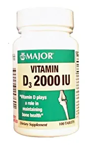 Major Vitamin D3 2000 IU, 100 Count (3 Pack)