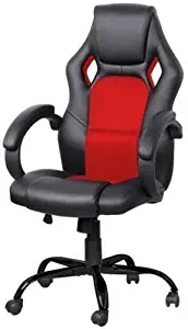 Executive Swivel Office Chair Race Car Style Bucket Seat High Back Leather