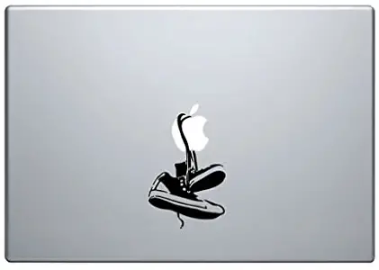 Shoes on Rope Sneakers Apple Logo Black Vinyl Car Sticker Symbol Silhouette Keypad Track Pad Decal Laptop Skin Ipad Macbook Window Truck Motorcycle